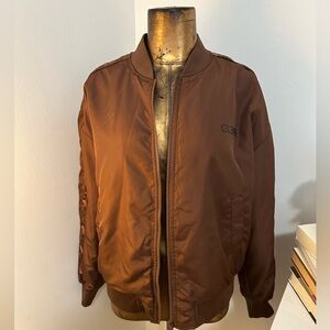Guess satin brown bomber jacket M